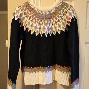 EnCreme L ski look sweater in black, cream, &  pastels